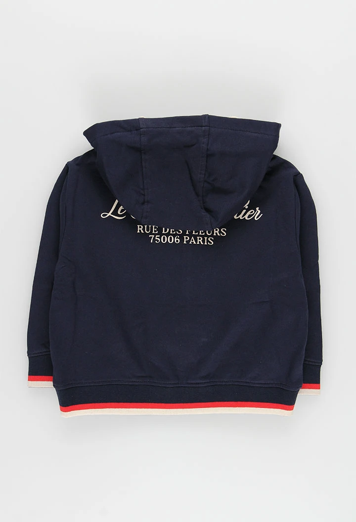 Veste en molleton fille bleu marine à capuche