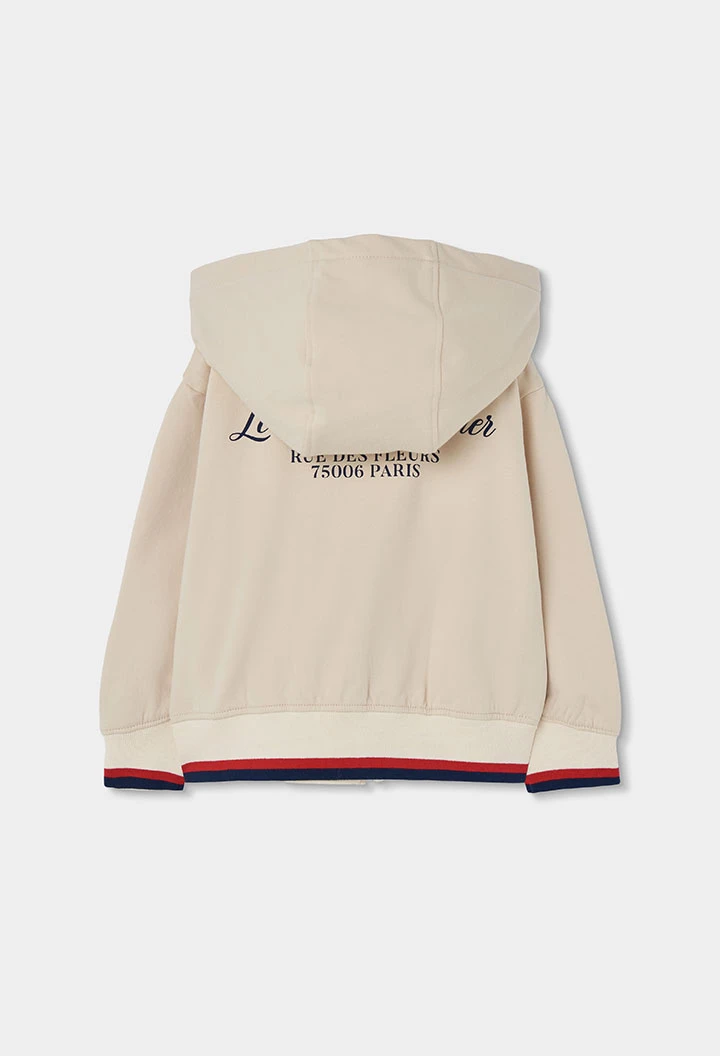 Chaqueta felpa niña crudo con capucha