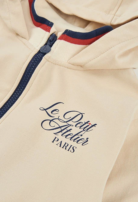 Veste en molleton fille écrue à capuche