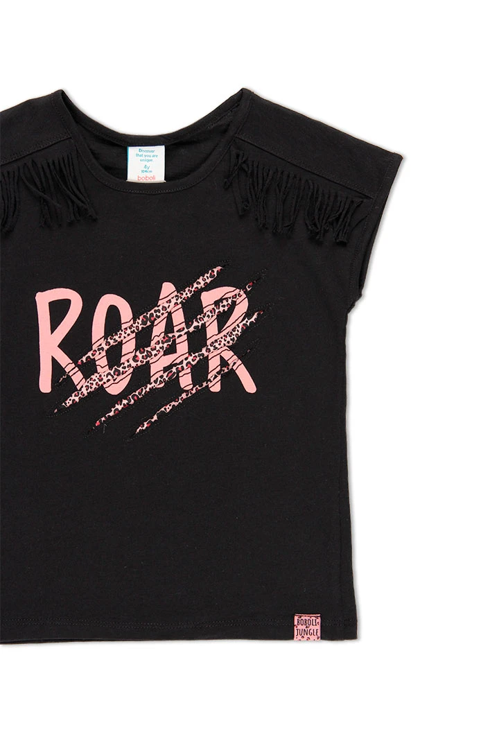 T-Shirt tricot flame a franges pour fille