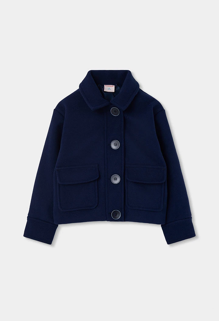 Veste fille bleu marine avec boutons