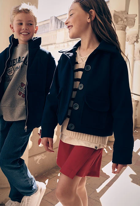 Navy blue girl\'s jacket with buttons