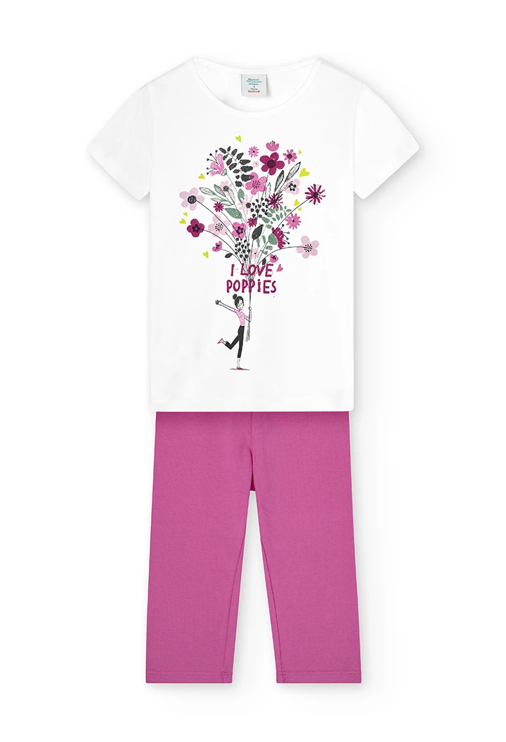 Pack en tricot "a fleurs" pour fille