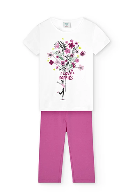 Pack en tricot "a fleurs" pour fille