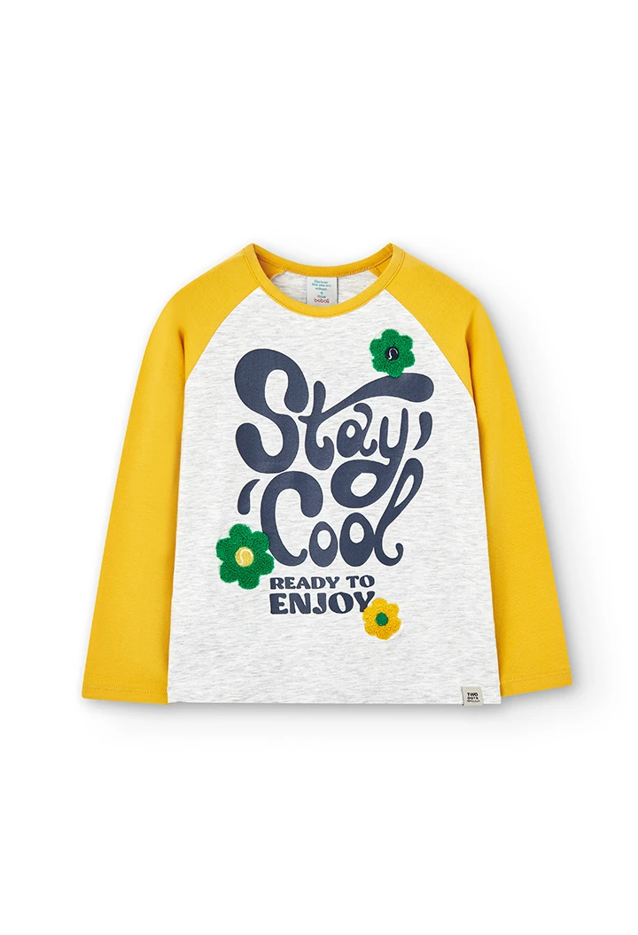 Camiseta punto elástico bicolor de niña "stay cool"