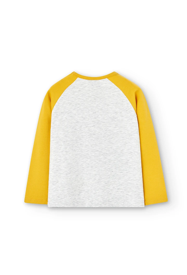 Camiseta malha elástica bicolor para menina