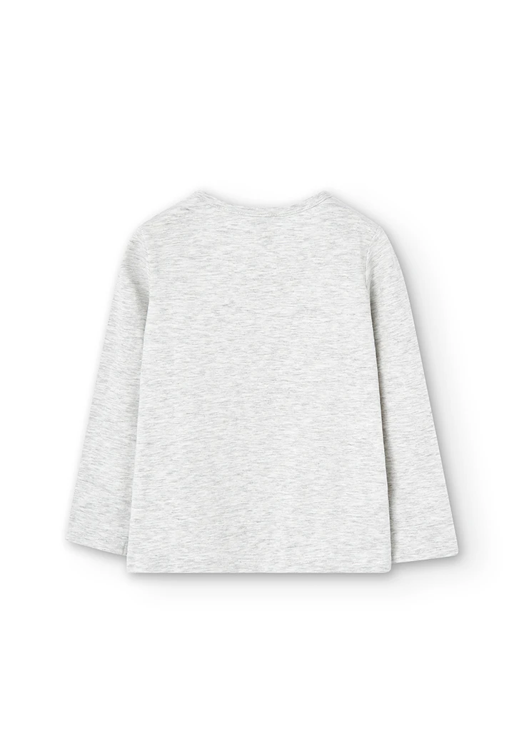 Camiseta punto elástico de niña color crudo