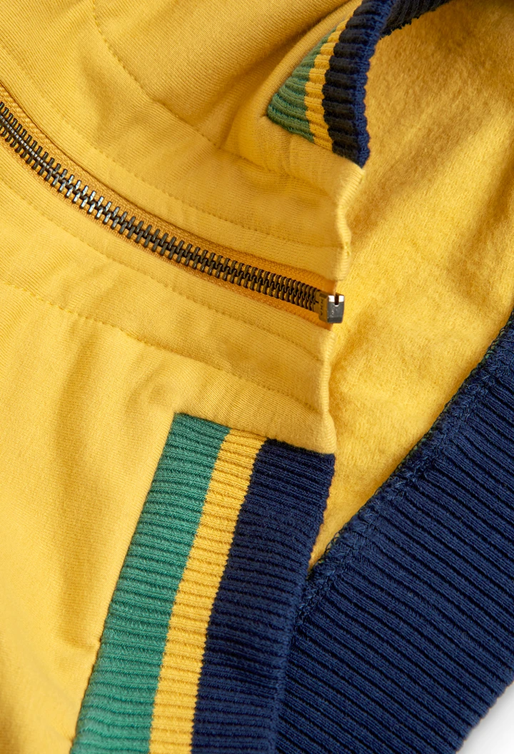 Chaqueta felpa con capucha de niña ocre