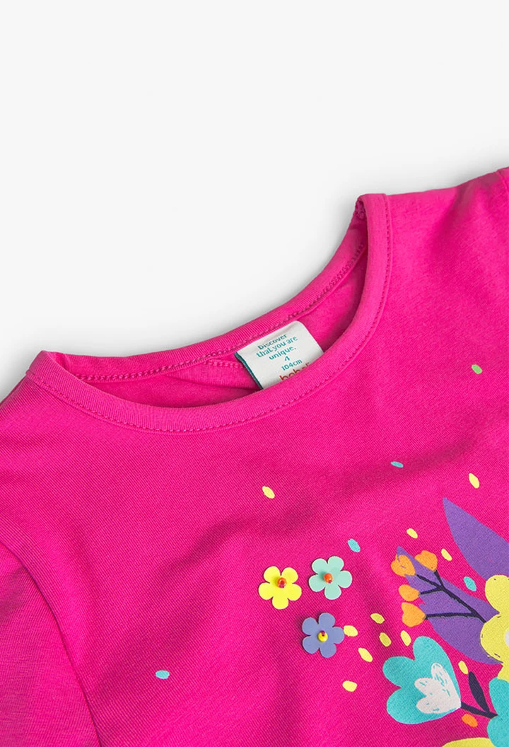 T-shirt tricoté maille élastique rose pour fille