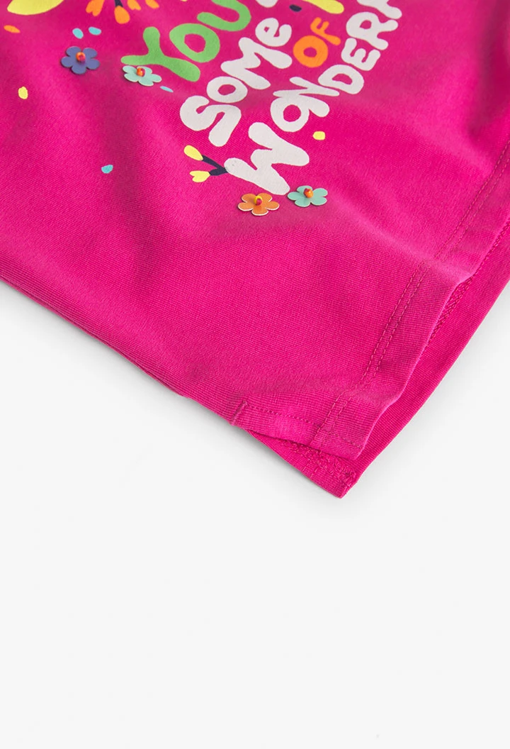 Camisola de malha elástico de menina de cor-de-rosa