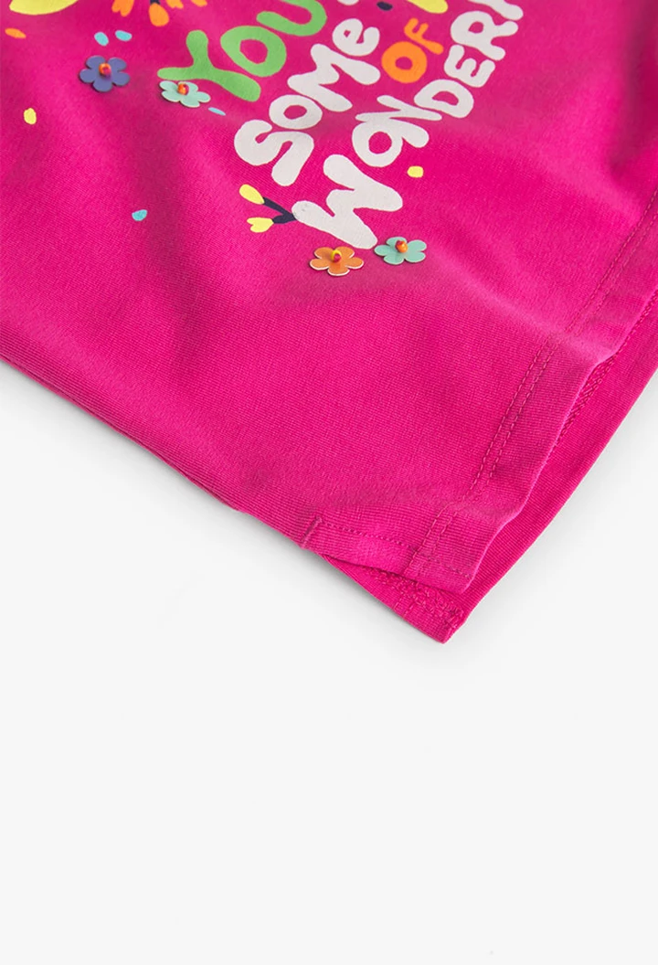 T-shirt tricoté maille élastique rose pour fille