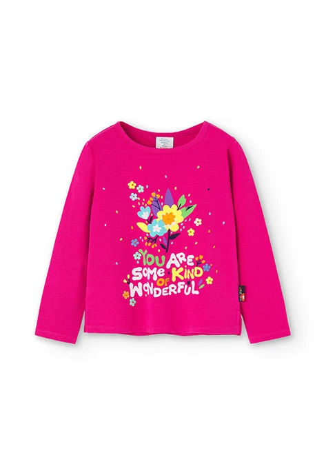 Maglietta in jersey elasticizzata da bambina rosa