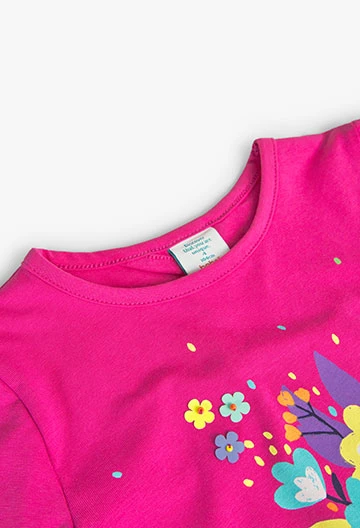Camiseta de punto elástico de niña en color rosa