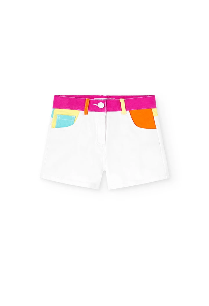 Twill-Shorts, Stretch, für Mädchen in Farbe Weiß