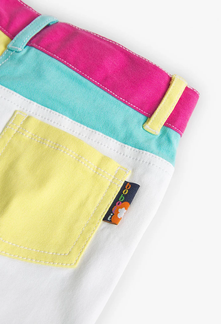 Short basic en twill élastique pour fille, blanc