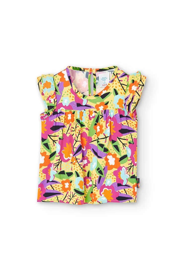Blouse fille en viscose à motif fleuri