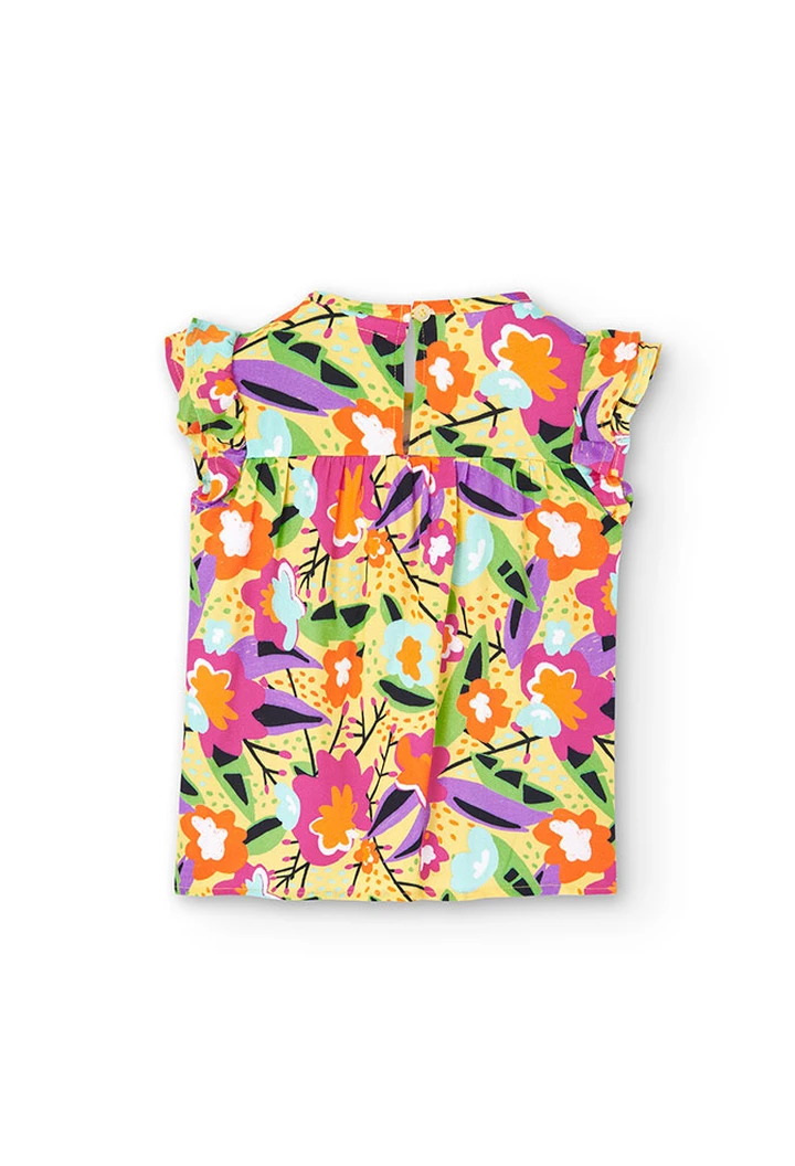 Blouse fille en viscose à motif fleuri
