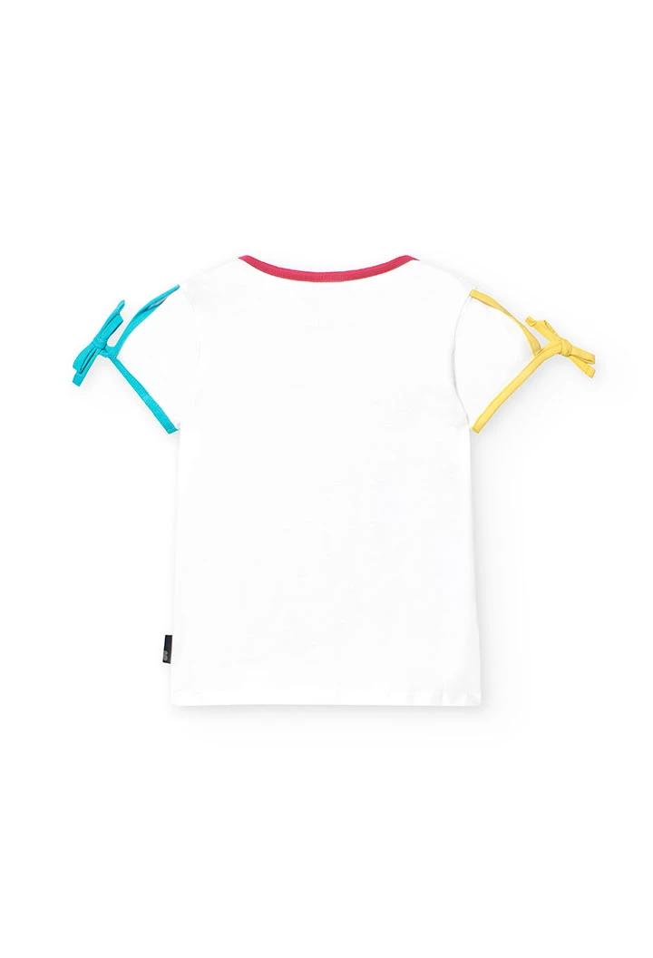 Camiseta de punto elástico de niña en blanco