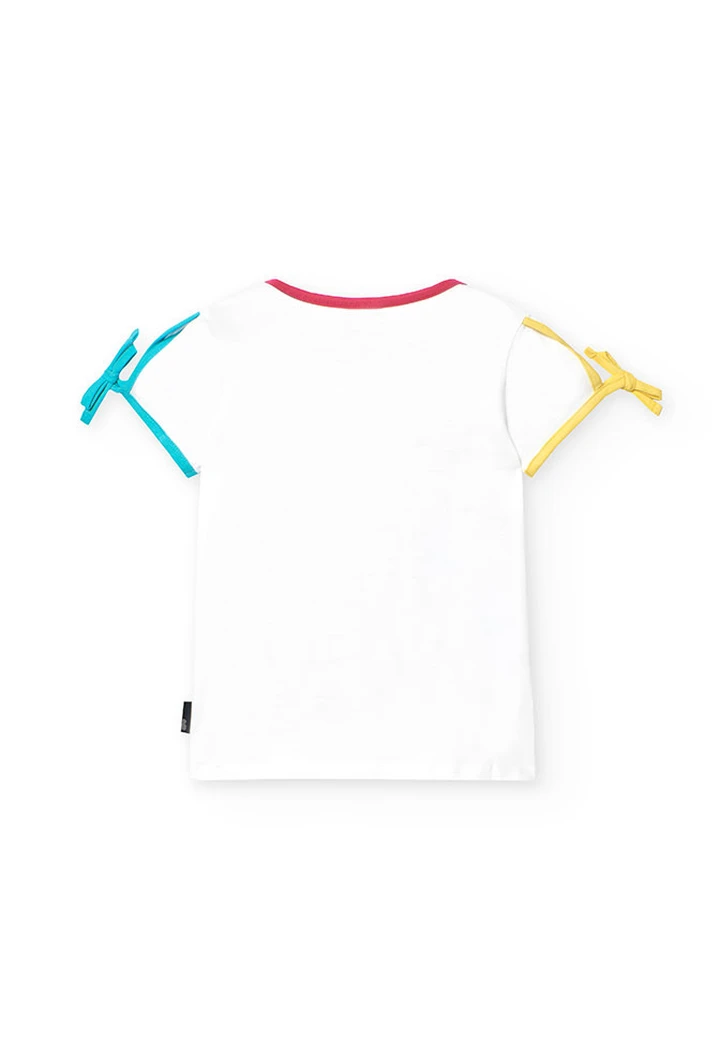 T-shirt à maille élastique pour fille, coloris blanc