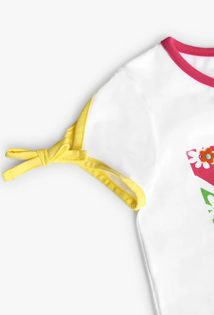 T-shirt à maille élastique pour fille, coloris blanc