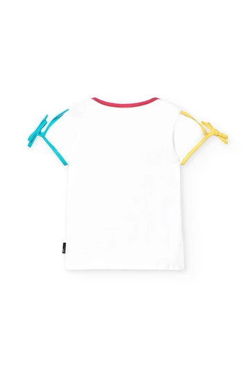 T-shirt à maille élastique pour fille, coloris blanc