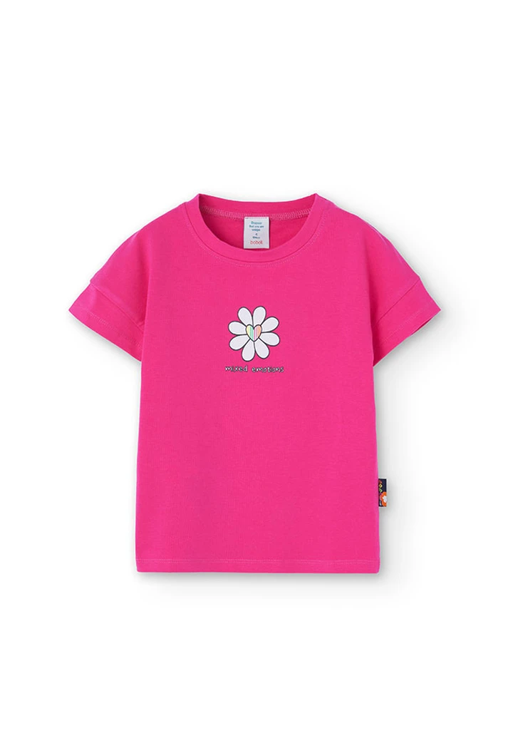 T-shirt tricoté maille élastique rose pour fille