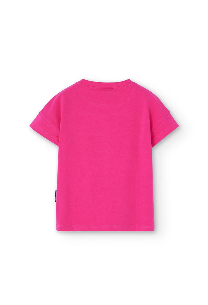 Camiseta de punto elástico de niña en rosa