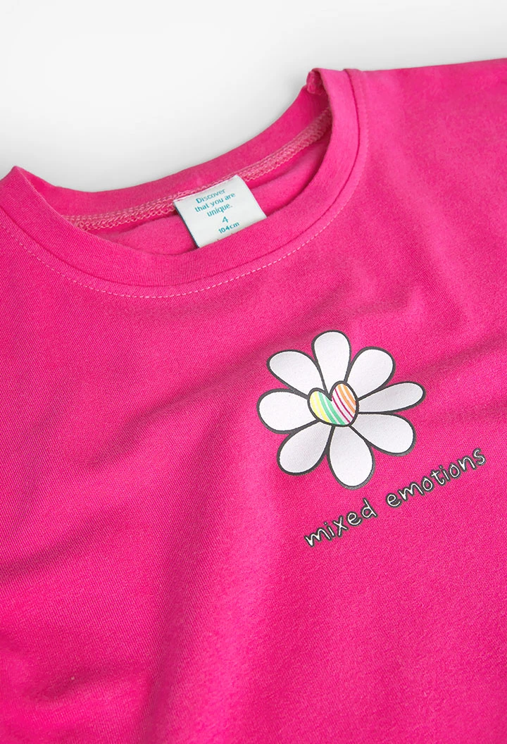 Camiseta de punto elástico de niña en rosa