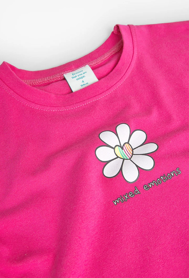 T-shirt tricoté maille élastique rose pour fille