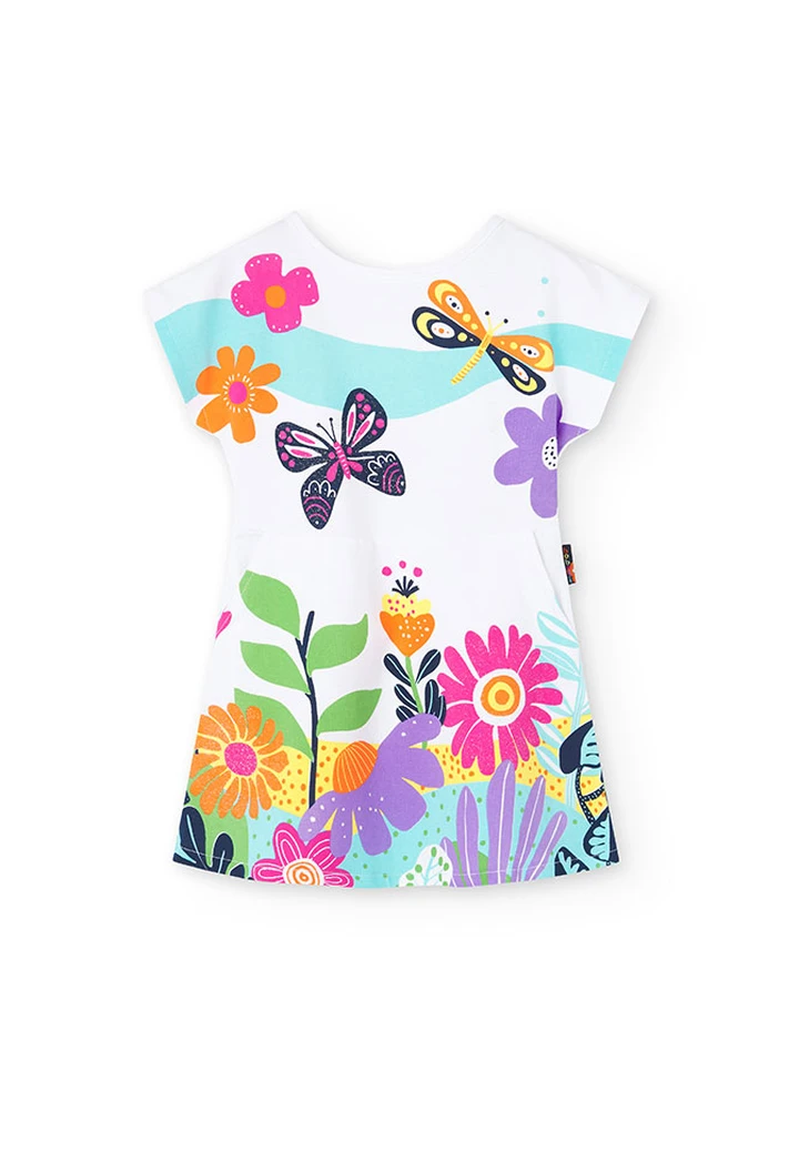 Robe tricotée élastique pour bébé fille en blanc
