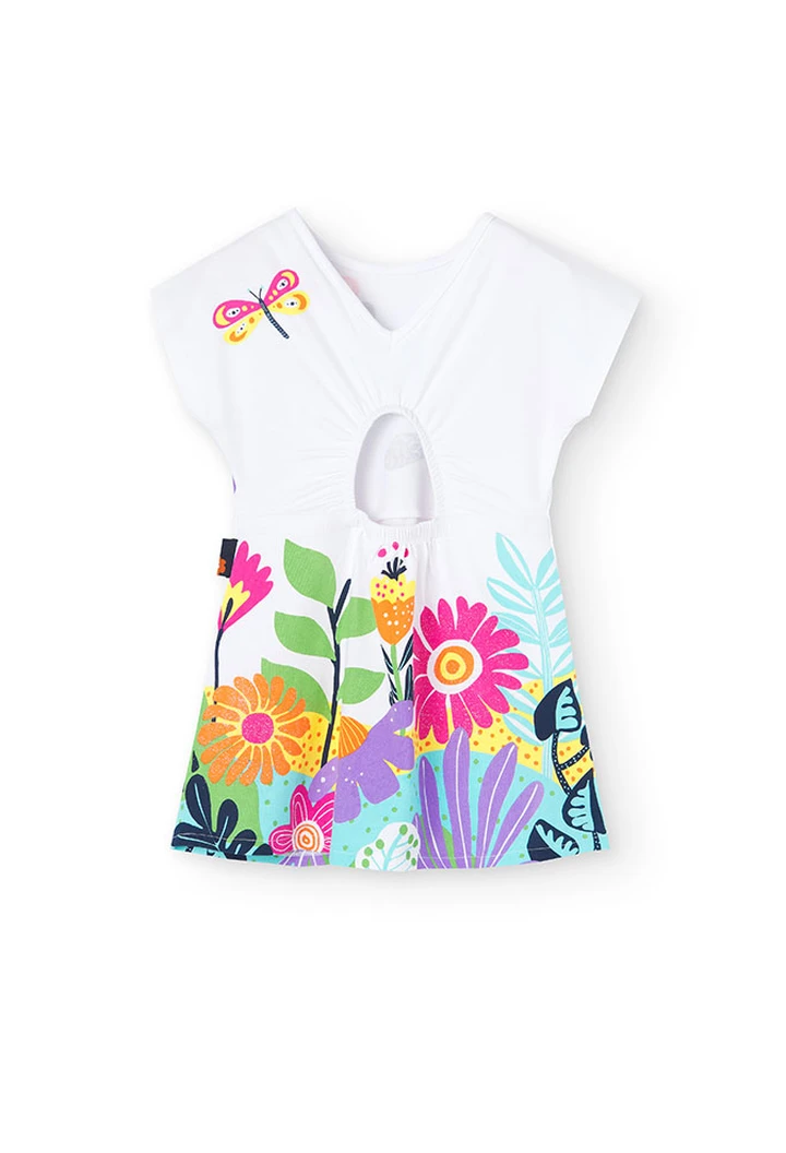 Robe tricotée élastique pour bébé fille en blanc