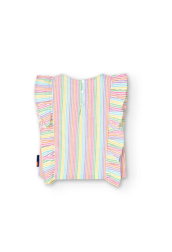 Blouse en popeline rayée à motifs imprimés, fille