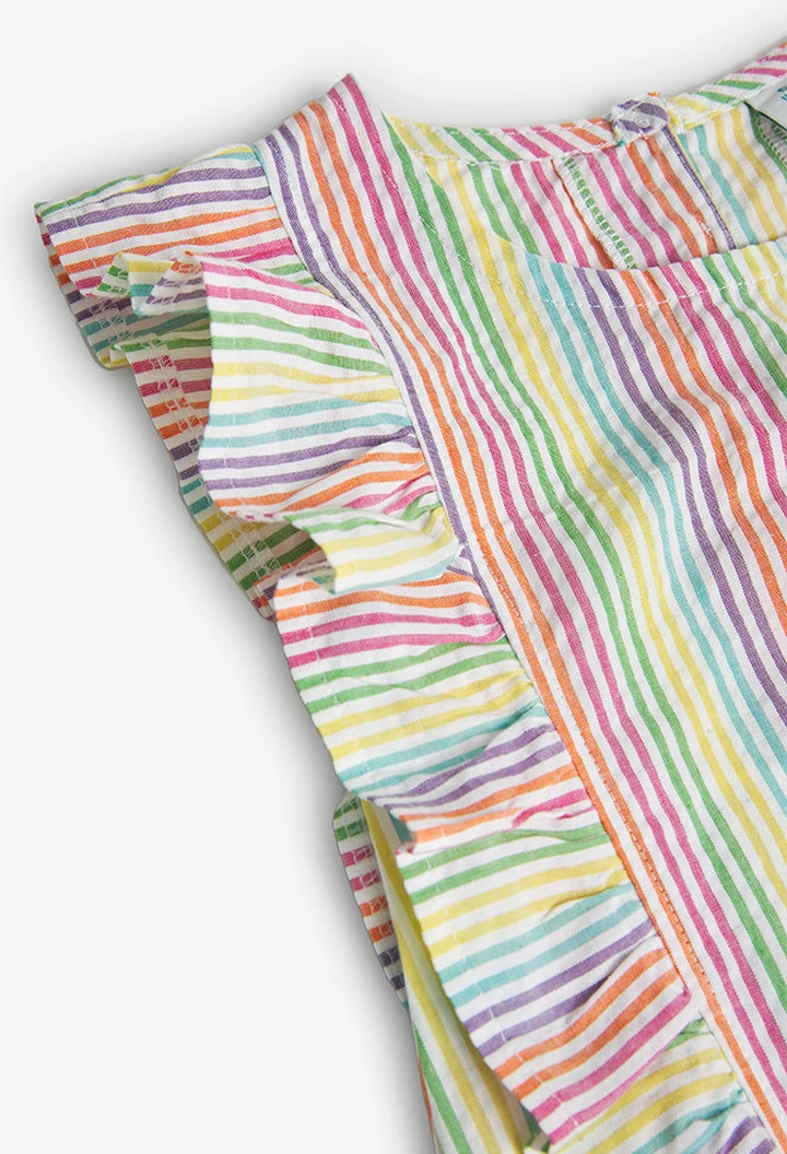 Blouse en popeline rayée à motifs imprimés, fille