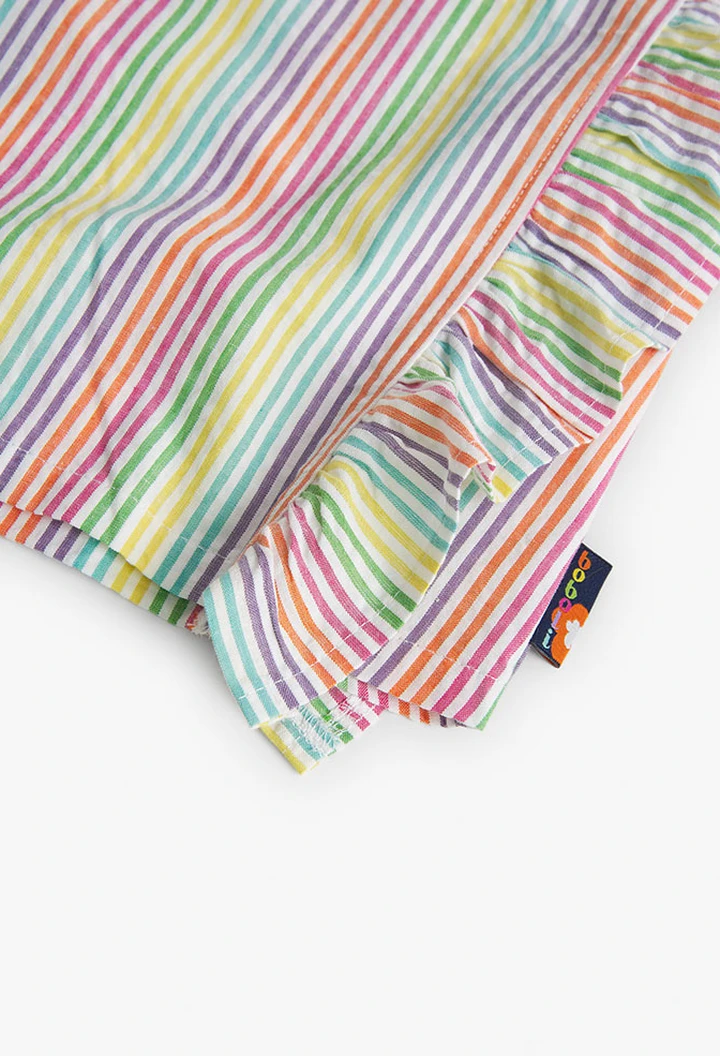 Blouse en popeline rayée à motifs imprimés, fille