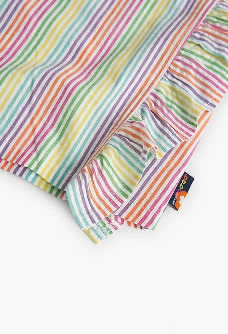 Striped poplin blouse with girl's print