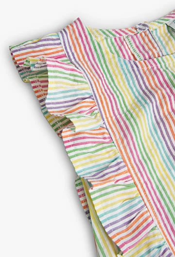 Blusa de popelina listado com estampado de menina