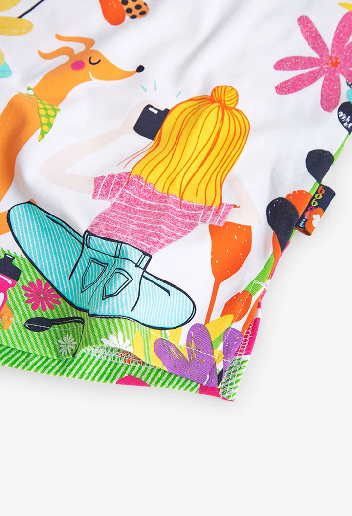 T-shirt tricoté maille élastique blanc pour fille
