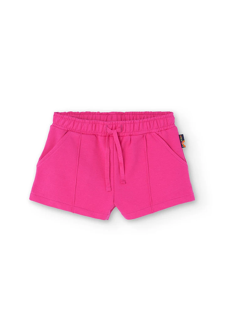 Short de felpa elástica de niña en rosa