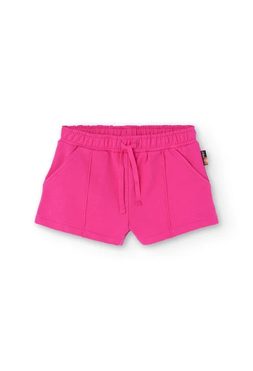 Pantaloncini felpati elasticizzati da bambina rosa