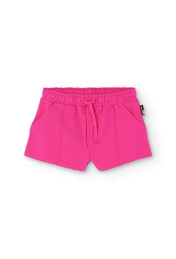 Pantalons curts de pelfa elàstica de nena en rosa