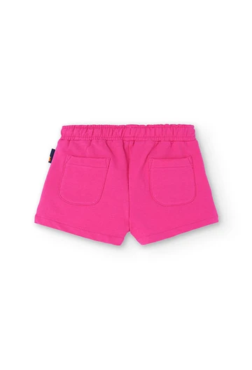 Pantaloncini felpati elasticizzati da bambina rosa