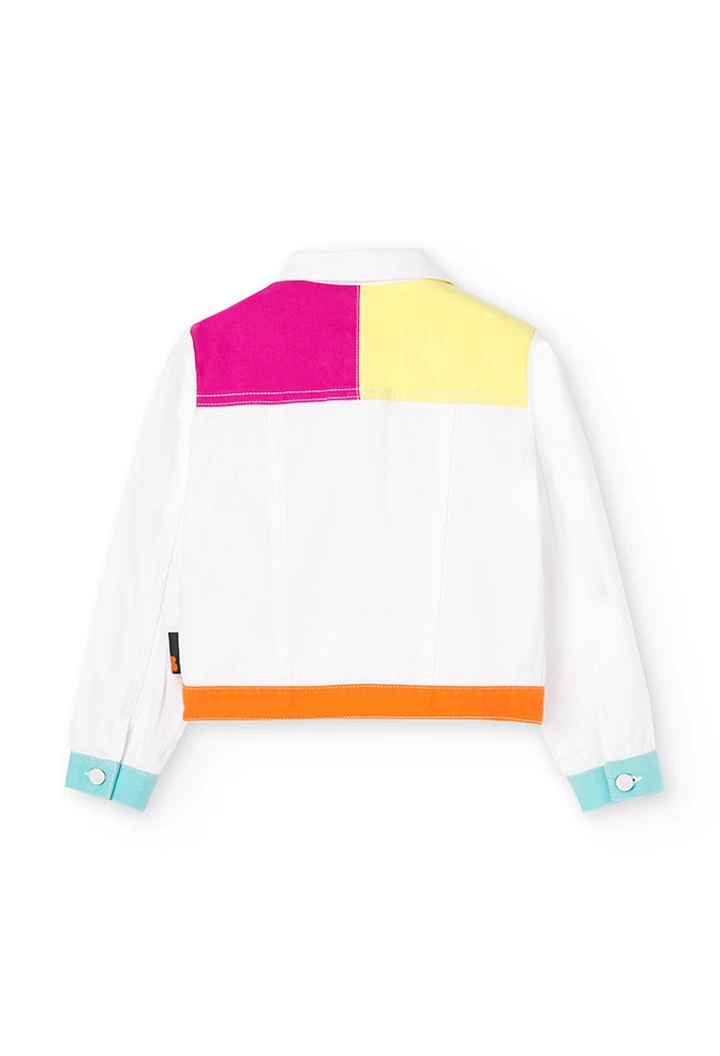Veste en sergé élastique pour bébé fille, blanc