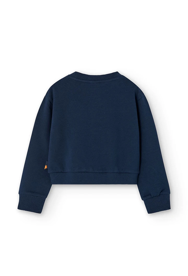 Sweat en molleton pour fille en bleu marine