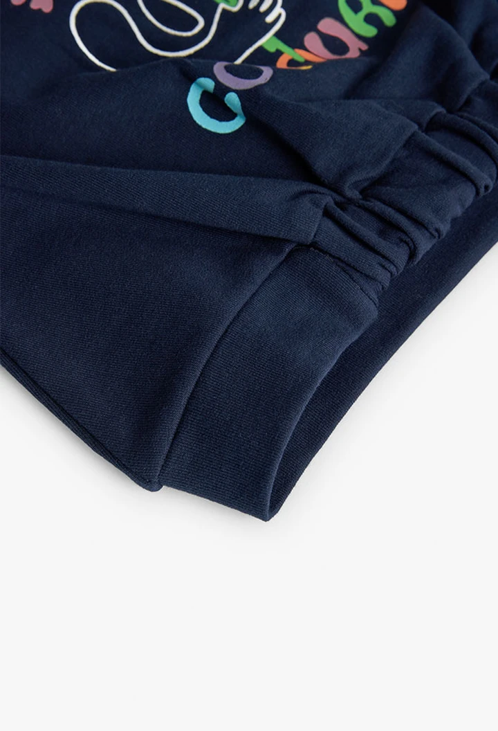 Sweat en molleton pour fille en bleu marine