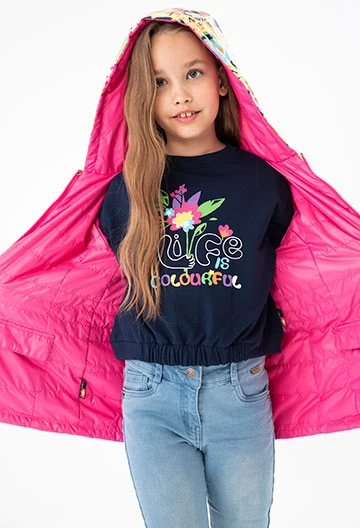 Fleece-Sweatshirt, für Mädchen in Farbe in Marineblau