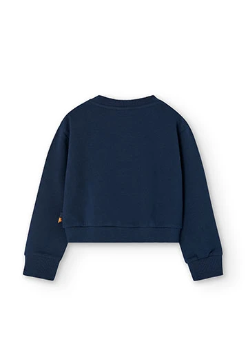 Fleece-Sweatshirt, für Mädchen in Farbe in Marineblau