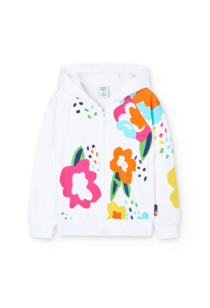 Veste molleton à capuche pour fille en blanc