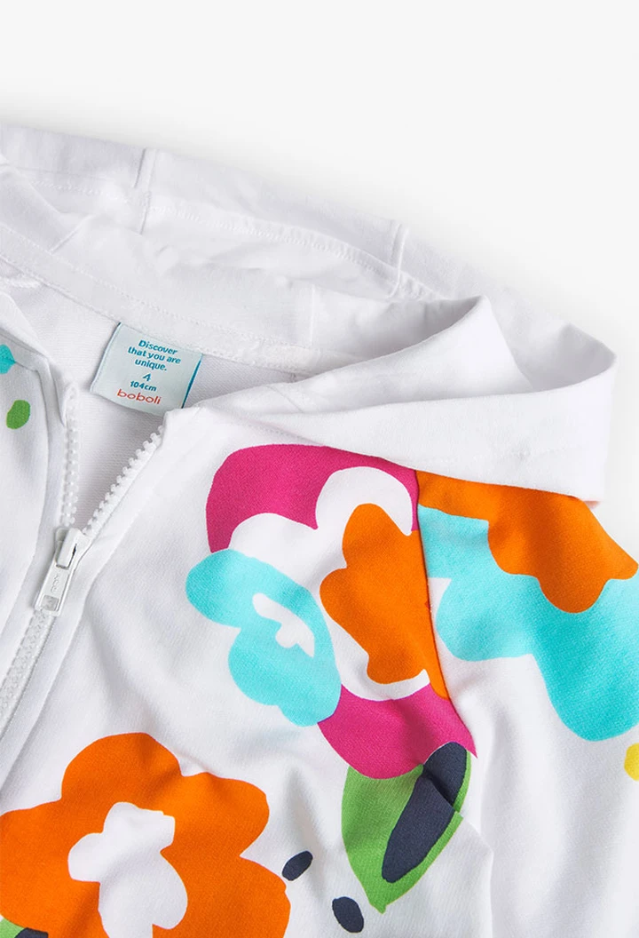 Veste molleton à capuche pour fille en blanc