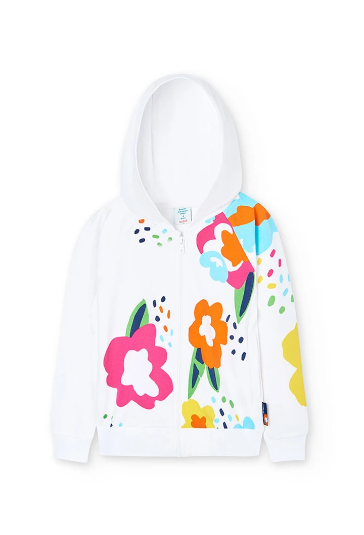 Veste molleton à capuche pour fille en blanc