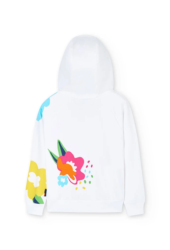 Veste molleton à capuche pour fille en blanc